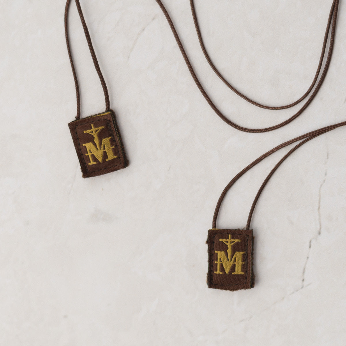 Marian Crucifix Mini | Premium Brown Scapular