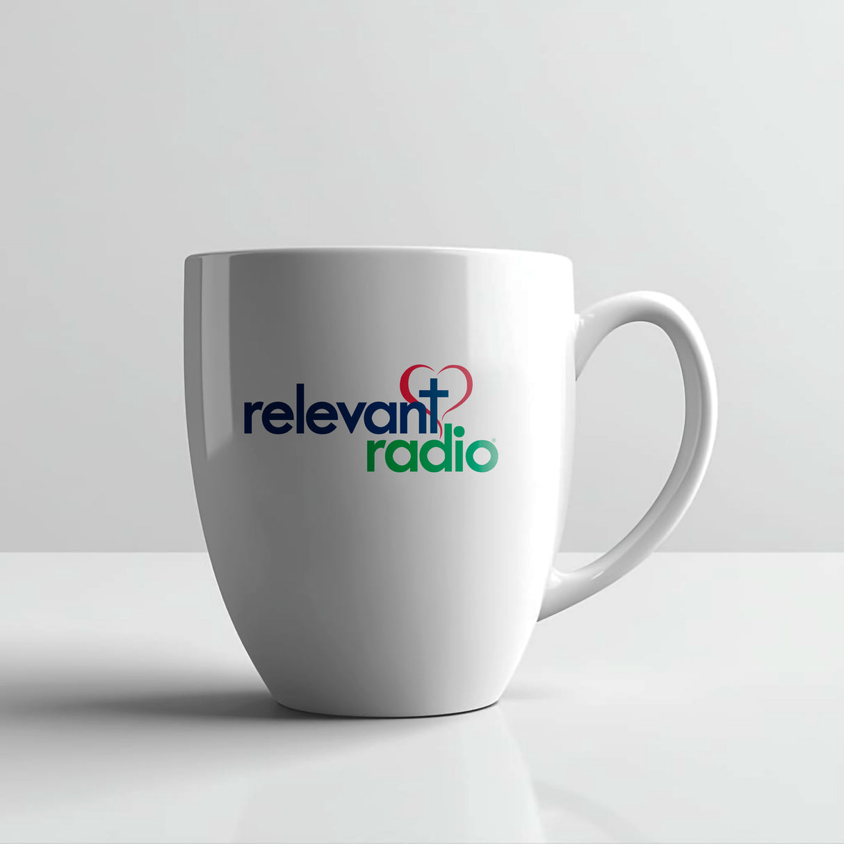 14 oz. White Ceramic Mug.