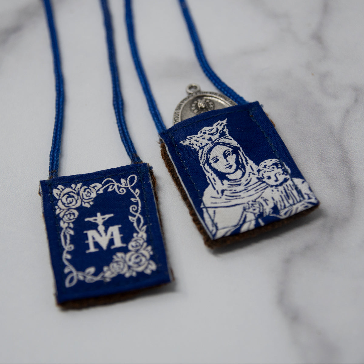OLMC White Rose | Our Lady of Mt. Carmel Premium Brown Scapular