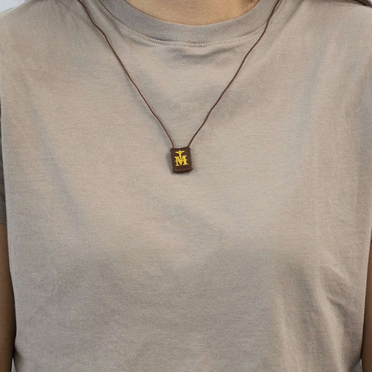 Marian Crucifix Mini | Premium Brown Scapular