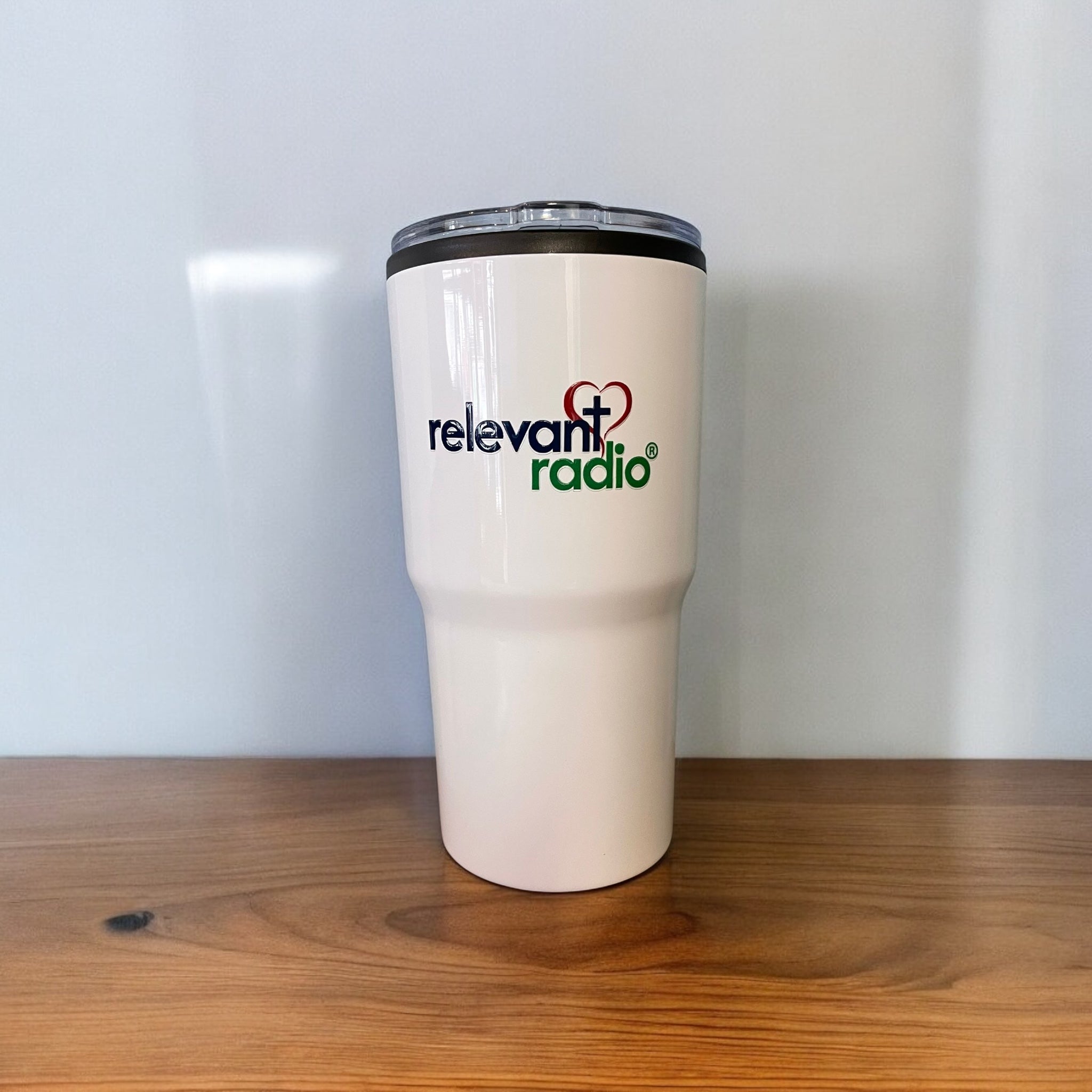 16 oz. White Travel Tumbler – Relevant Radio Store